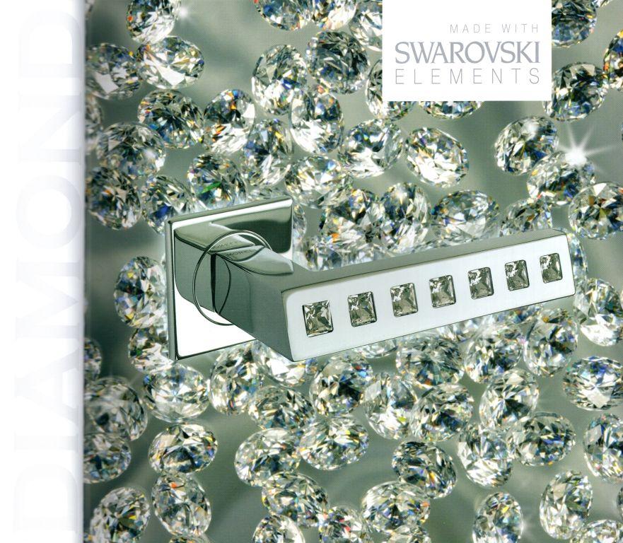 Современная изысканная дверная ручка с кристалами и элементами от Сваровски
